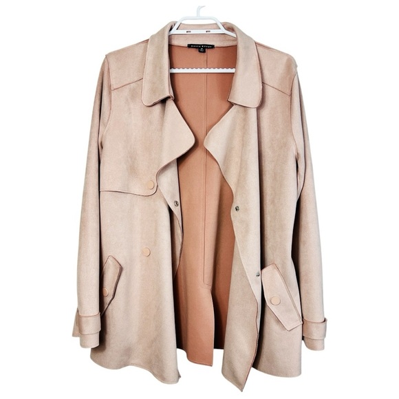 Haute Monde Blush Pink Women's Juniors Casual Faux Suede Moto Jacket size Medium - Picture 1 of 13